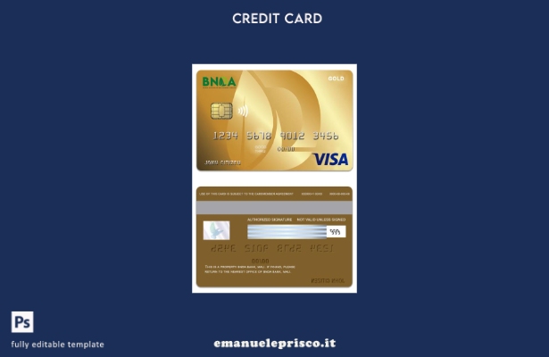 modello di carta oro visto Mali BNDA Bank stile verificato